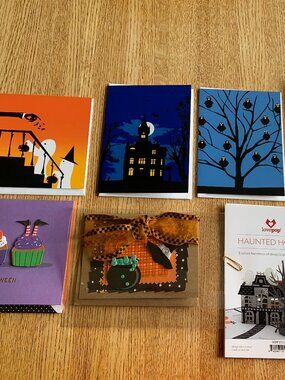Halloween Cards (6), Black Cat Napkins, and a Pop-up Card